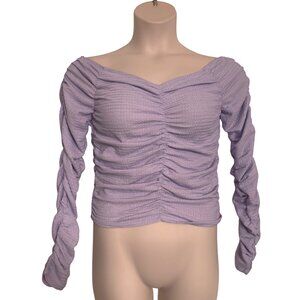 Elodie Textured Stretchy Size Large Lavender Rushed NWT Long Sleeve Cropped